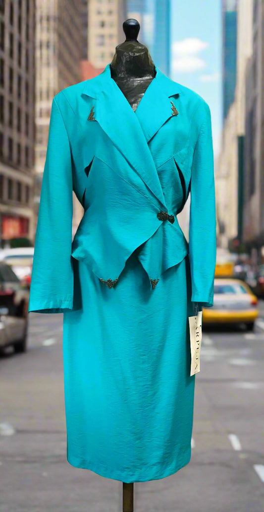 Totally Teal 80's Arpeja Skirt and Blazer Set