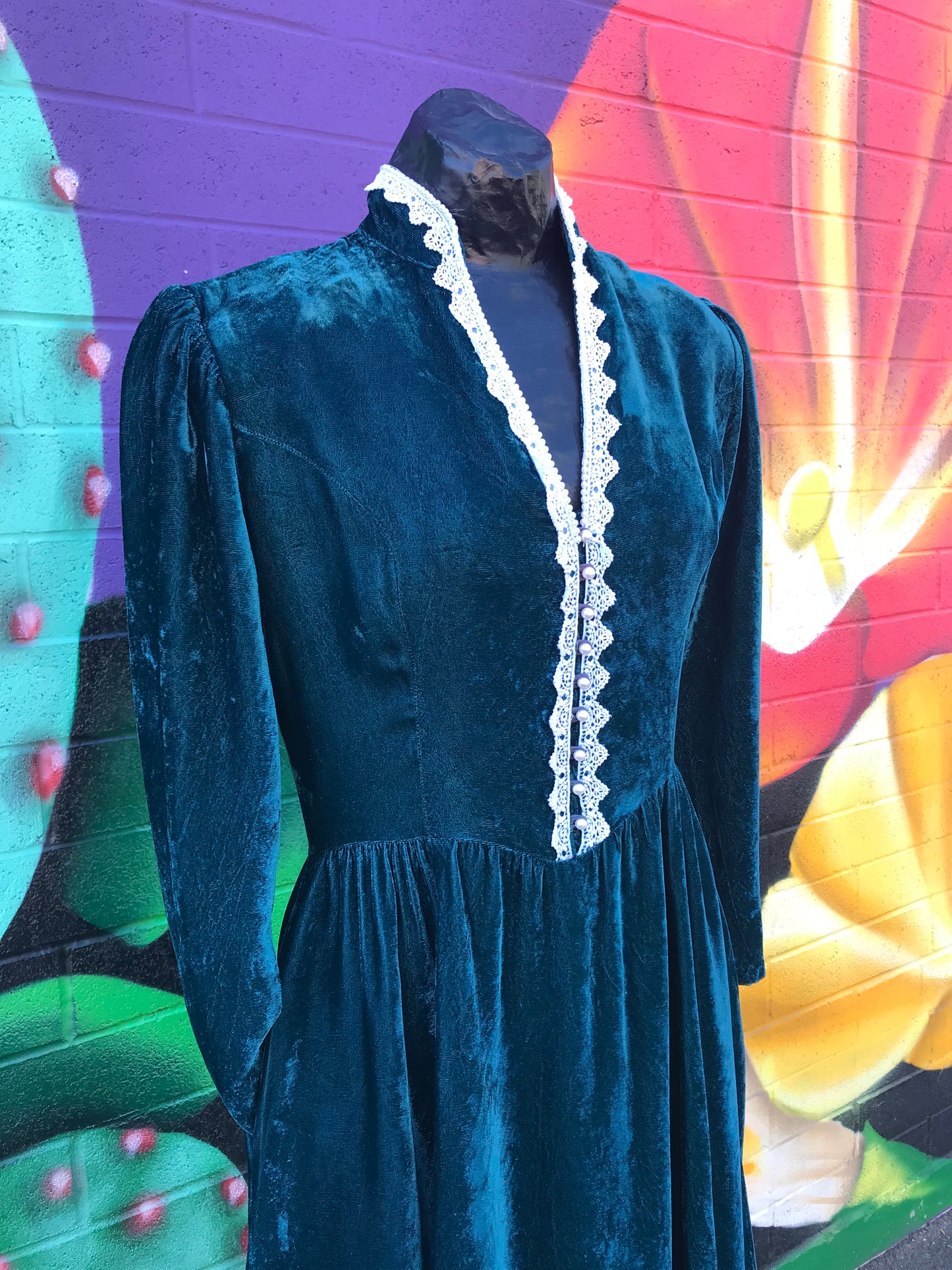 70’s Gunne Sax Victorian Style Velveteen Dress