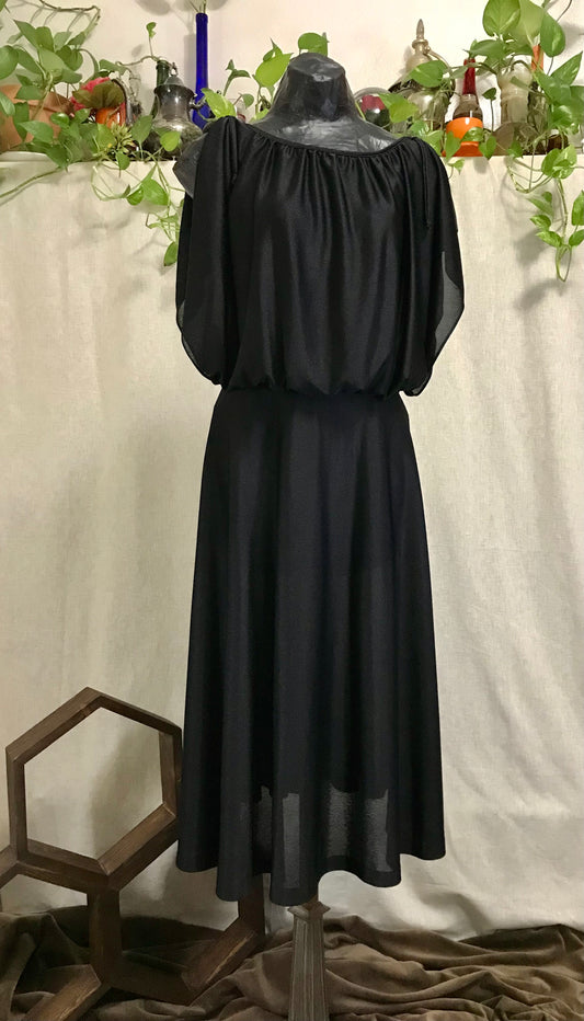 Classic in Black 70's Midi Dress