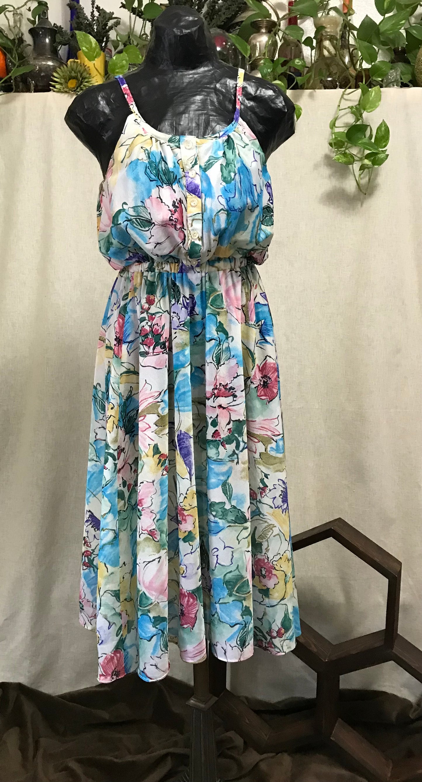Watercolor Whimsey 80's Summer Dress