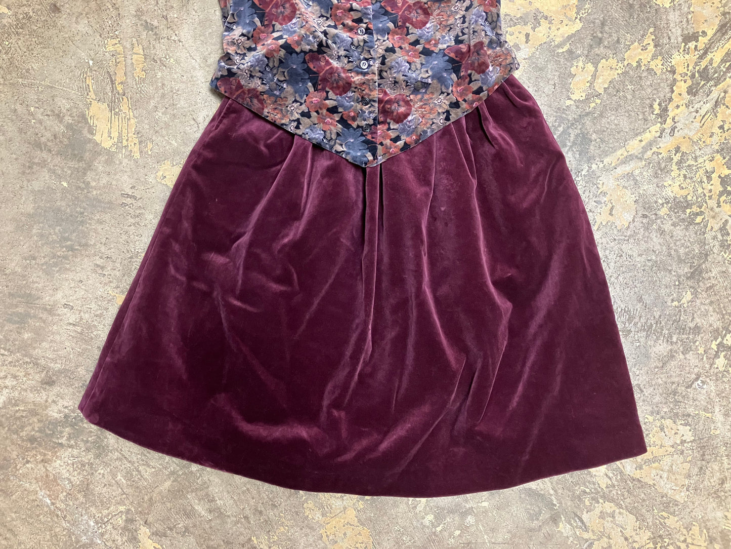 1970's Evan Picone Muted Plum Velvet Skirt