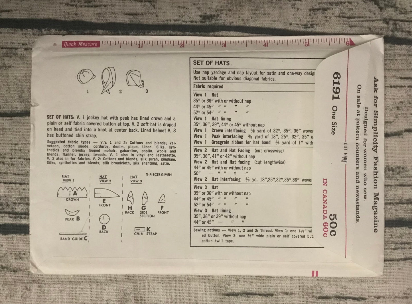 Simplicity 6191 Jockey Hat, Helmet or Soft Hat Pattern