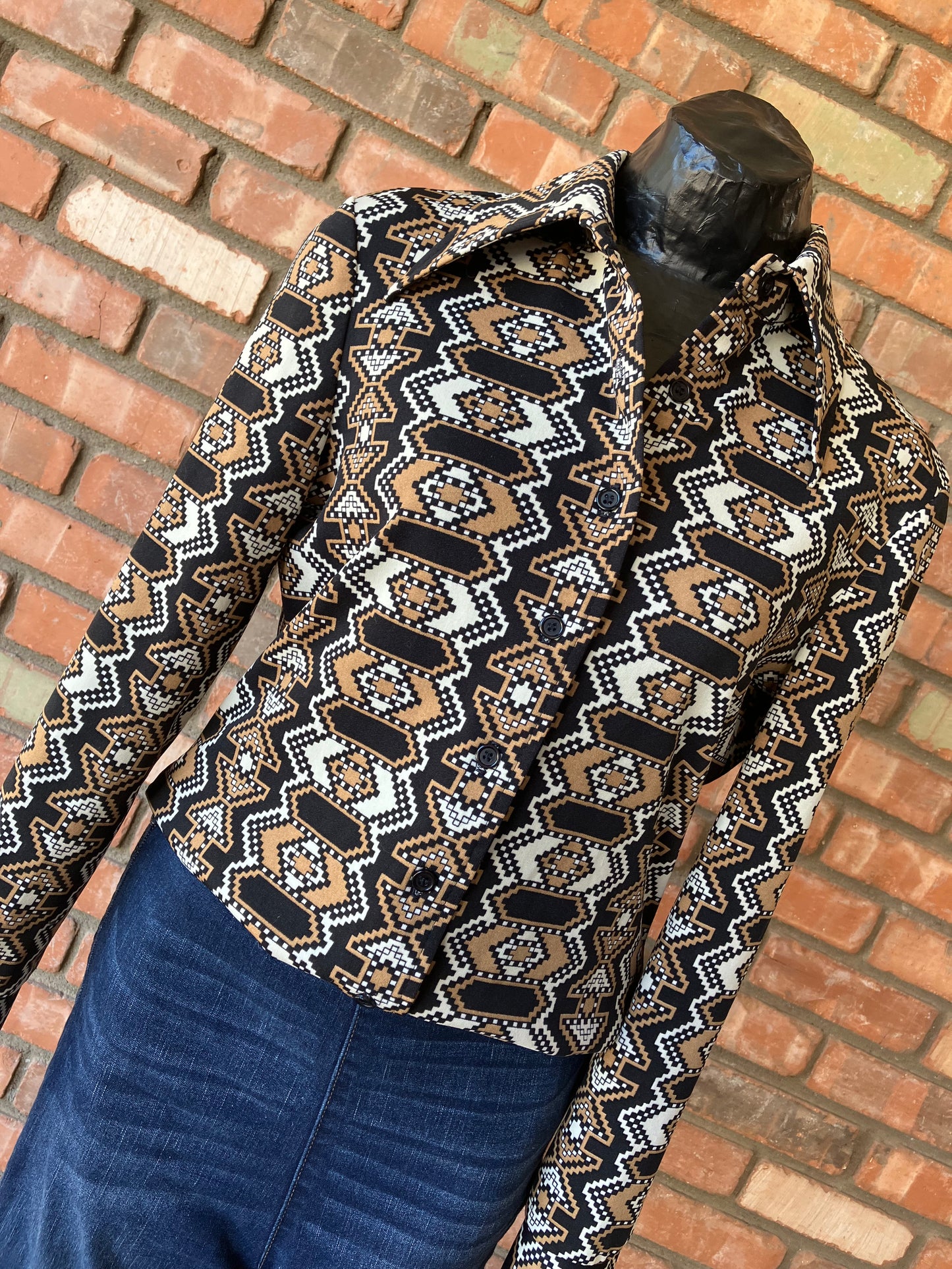 70's ACT III Geometric Button Down Blouse