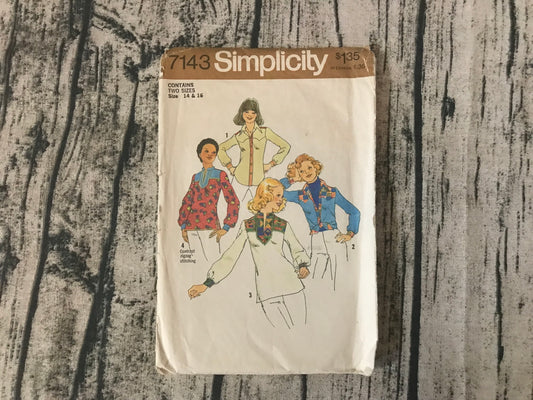 Simplicity 7143 Misses' Tunic Top or Button Down Western Top